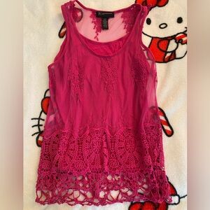 INC petite pink lace tank top